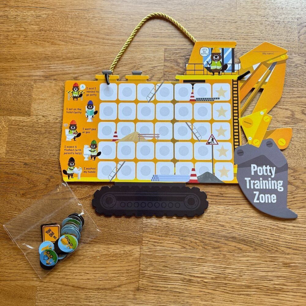 Kids Potty Training Chart Construction Themed Reusable
